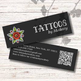 Traditionell tatueringsblomma mini visitkort