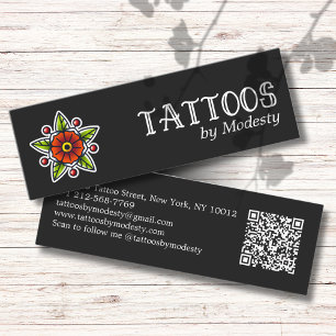 Traditionell tatueringsblomma mini visitkort
