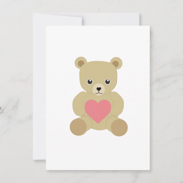 Traditionell teddybjörn med hjärtkort julkort (Framsida)