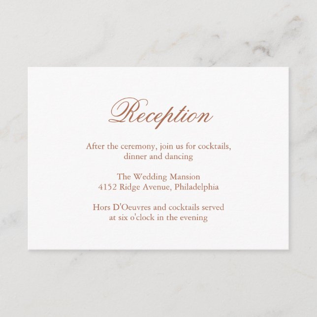 Traditionell Terracotta Formal Elegant bröllop Tilläggskort (Framsida)