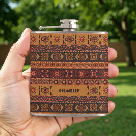 Traditionell Terrakotta Etnisk Tribal Boho Mönster Fickplunta