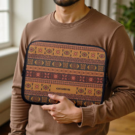 Traditionell Terrakotta Etnisk Tribal Boho Mönster Laptop Fodral