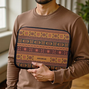 Traditionell Terrakotta Etnisk Tribal Boho Mönster Laptop Fodral