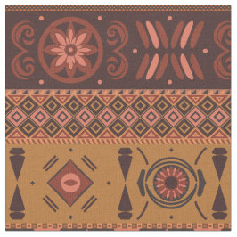 Traditionell Terrakotta Etnisk Tribal Boho Mönster Tyg