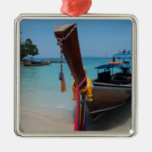 Traditionell thailändsk båt julgransprydnad metall