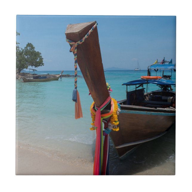 Traditionell thailändsk båt kakelplatta (Framsidan)