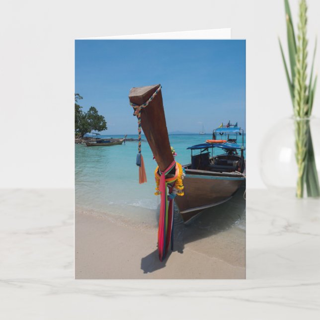 Traditionell thailändsk båt kort (Framsida)