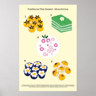 Traditionell thailändsk Dessert - monokrom Poster