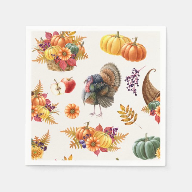 Traditionell Thanksgiving Napkin Pappersservett (Framsidan)