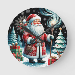 Traditionell Tomte i festlig vinterscen Rund Klocka