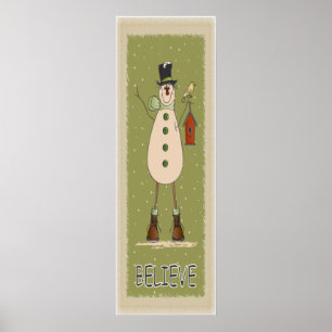 Traditionell Tro Snögubbe Poster