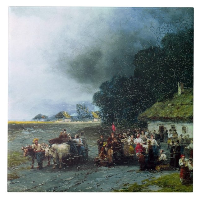 Traditionell ukrainsk Bröllop (Ukraina) (Giftermål Kakelplatta (Framsidan)