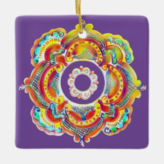 Traditionell ukrainsk folkdekör julgransprydnad keramik