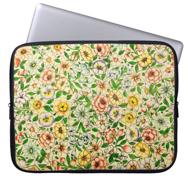 Traditionell utformning av Blommigten Vår i Indien Laptop Fodral (Framsidan)