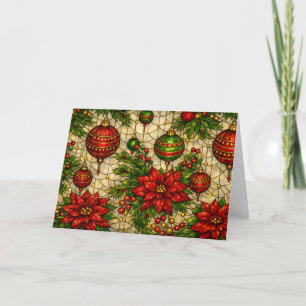 Traditionell utseende av glasmålning julblommor helgkort