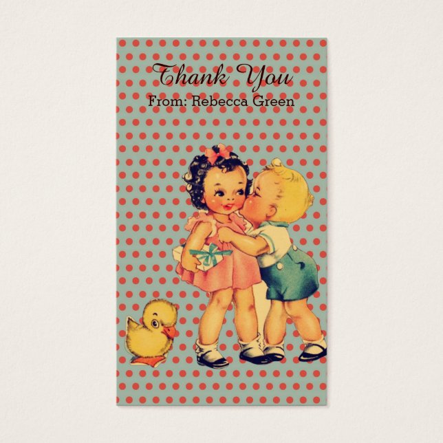 Traditionell Valentine retro barns födelsedag part Visitkort (Framsidan)