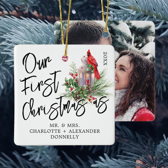 Traditionell vår första julfoto keramiskt Orna Julgransprydnad Keramik (Skapare uppladdad)