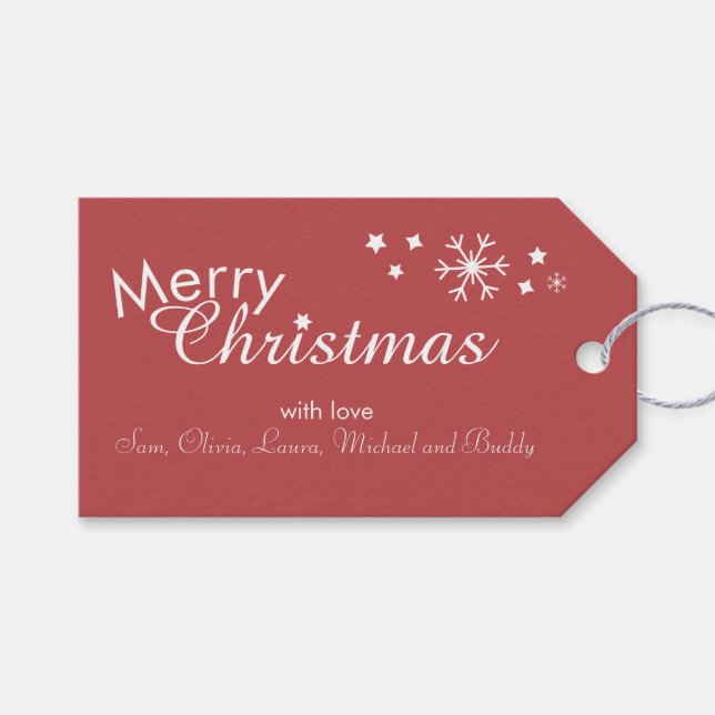 Traditionell - Varmröd - Anpassade Märkre Presentetikett (Framsidan (Horisontell))