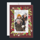 Traditionell vattenfärgad blommigt   bladfärgstris julkort<br><div class="desc">Traditionell blommigt för vattenfärg och Helgdag för blad/barr. Vackert vattenfärgat målat löv och modern manusext. En del av en samling.</div>