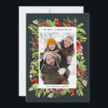 Traditionell vattenfärgad blommigt   bladfärgstris julkort<br><div class="desc">Traditionell blommigt för vattenfärg och Helgdag för blad/barr. Vackert vattenfärgat målat löv och modern manusext. En del av en samling.</div>