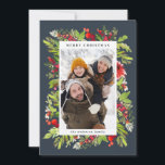 Traditionell vattenfärgad blommigt   bladfärgstris julkort<br><div class="desc">Traditionell blommigt för vattenfärg och Helgdag för blad/barr. Vackert vattenfärgat målat löv och modern manusext. En del av en samling.</div>