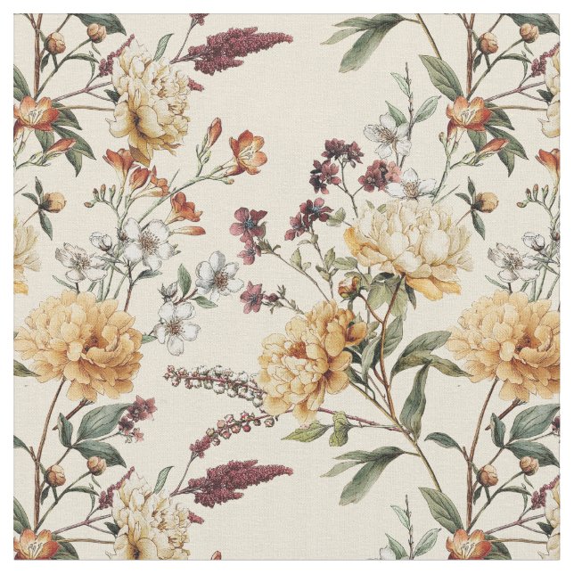 Traditionell viktoriansk Peony elegant romantisk B Tyg (Närbild)