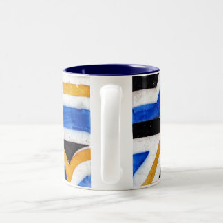 Traditionell vintage azulejo mosaic tile Portugal Två-Tonad Mugg