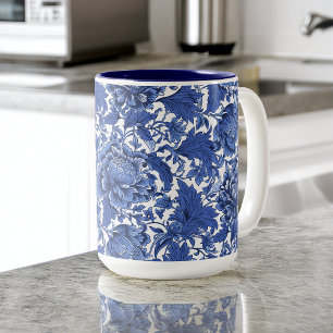 Traditionell vintage Blue and White Chintz Kaffemugg