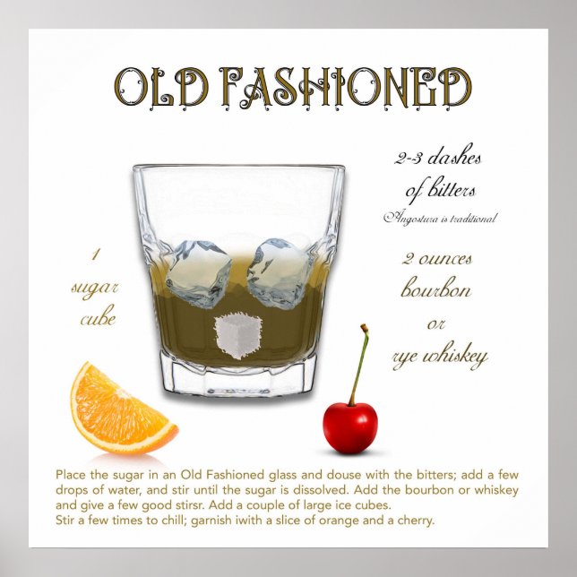 Traditionell Vintage Cocktail Recipe Poster (Framsidan)