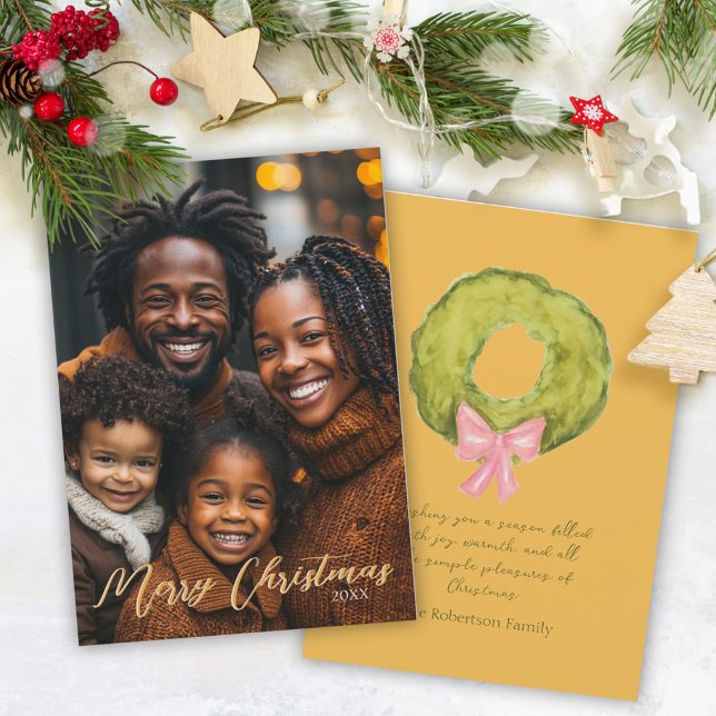 Traditionell Vintage för fotopulens Helgdag Julkort (Skapare uppladdad)