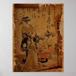 Traditionell vintage Japanska kvinnor porträtt Poster