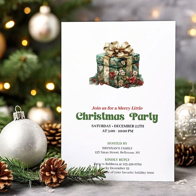 Traditionell vintage julklappsfest inbjudan (Traditional vintage Christmas angel party invite

)