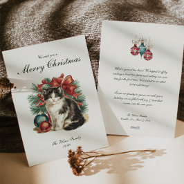 Traditionell Vintage Kattjul Julkort
