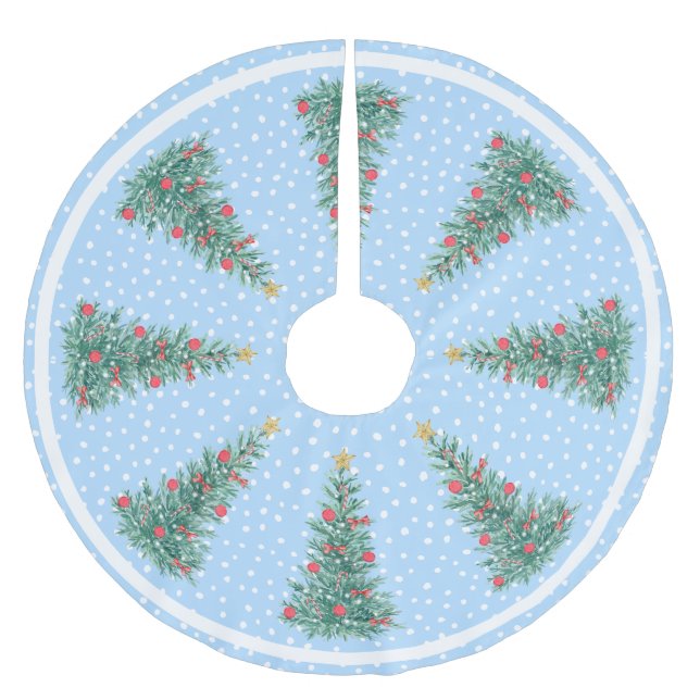 Traditionell vinterblått Julgran i Snö Julgransmatta Borstad Polyester (Framsidan)