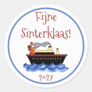 Traditionell vit Sinterklaas-årssticker Runt Klistermärke