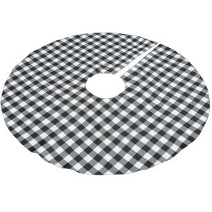 Traditionell vit svart Buffalo Lumberjack-kontroll Julgransmatta Borstad Polyester