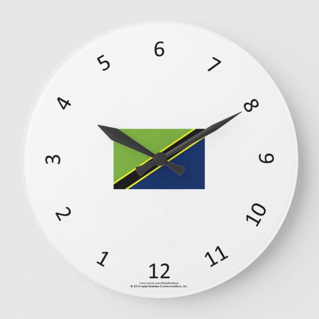 Traditionell wahili-klocka med Tanzania-Flagga Stor Klocka (Framsida)