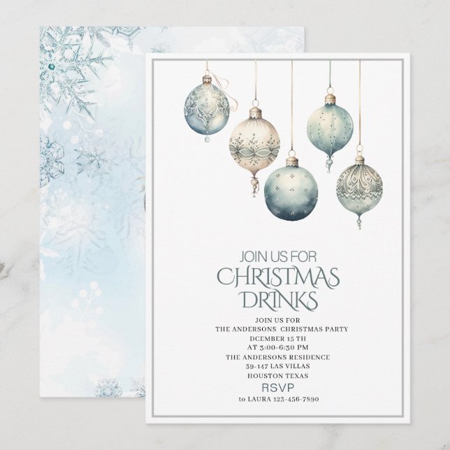 Traditionell Watercolor Winter God jul Invi Inbjudningar (Fram/baksida)