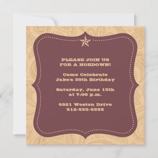 Traditionell Westernare inbjudan (Framsida)