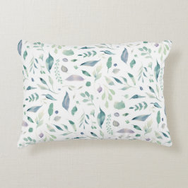 Traditionella Blåor i Mönster i Löv på vitt Prydnadskudde