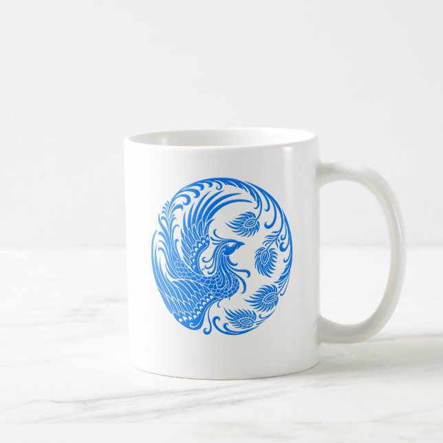Traditionella blått Phoenix cirklar på rött Kaffemugg (Höger)