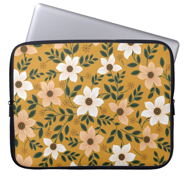 Traditionella blommor: Muster Seamless Mönster Laptop Fodral (Framsidan)