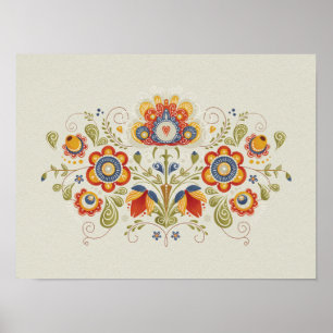 Traditionella blomsterkonst i Slavic Poster