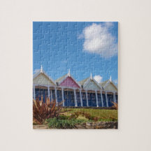 Traditionella brittiska Beach Huts