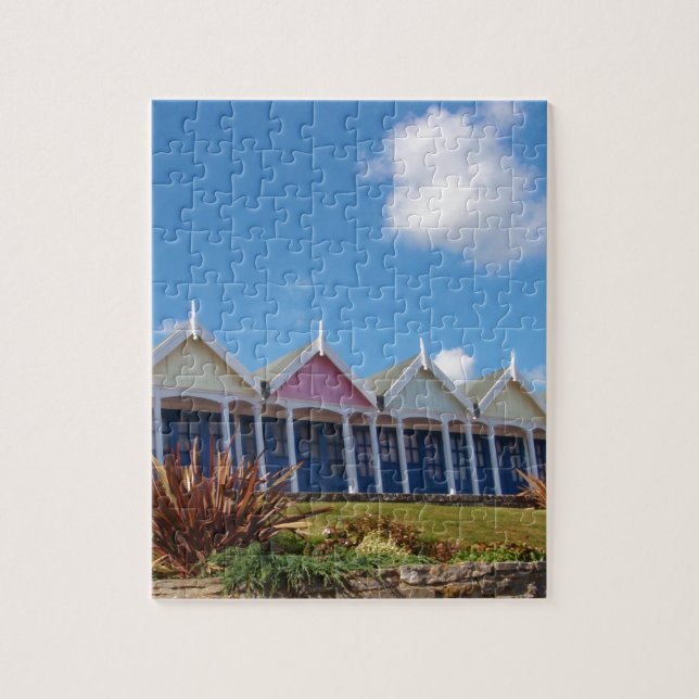 Traditionella brittiska Beach Huts Pussel (Vertikal)