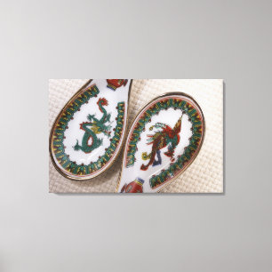 Traditionella drake och phoenix skedar canvastryck