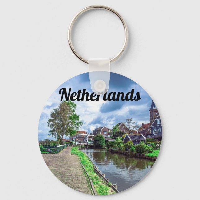 Traditionella fiskesamhället Marken, Nederländerna Nyckelring (Framsida)