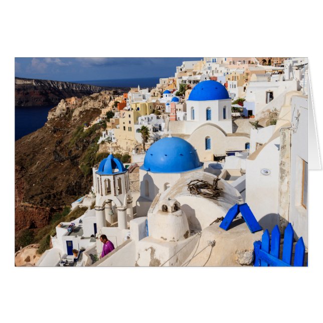 Traditionella grekiska hus hälsningskort (Framsidan Horizontal)