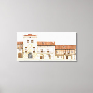 Traditionella hus. Santillana del Mar Canvastryck