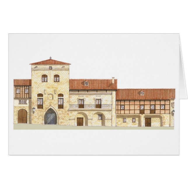 Traditionella hus. Santillana del Mar Hälsningskort (Framsidan Horizontal)